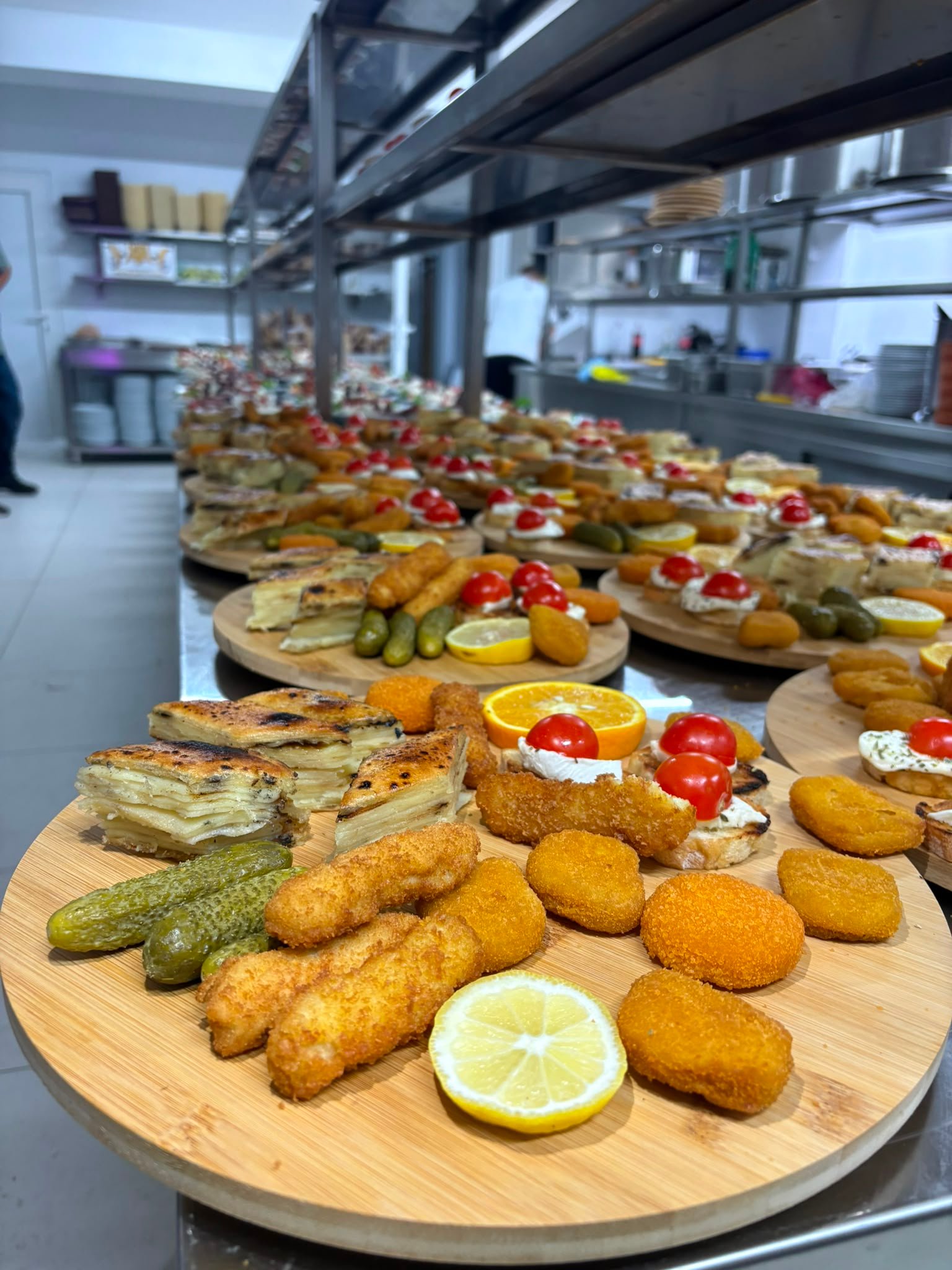 Wooden platters prepared in our kitchen
