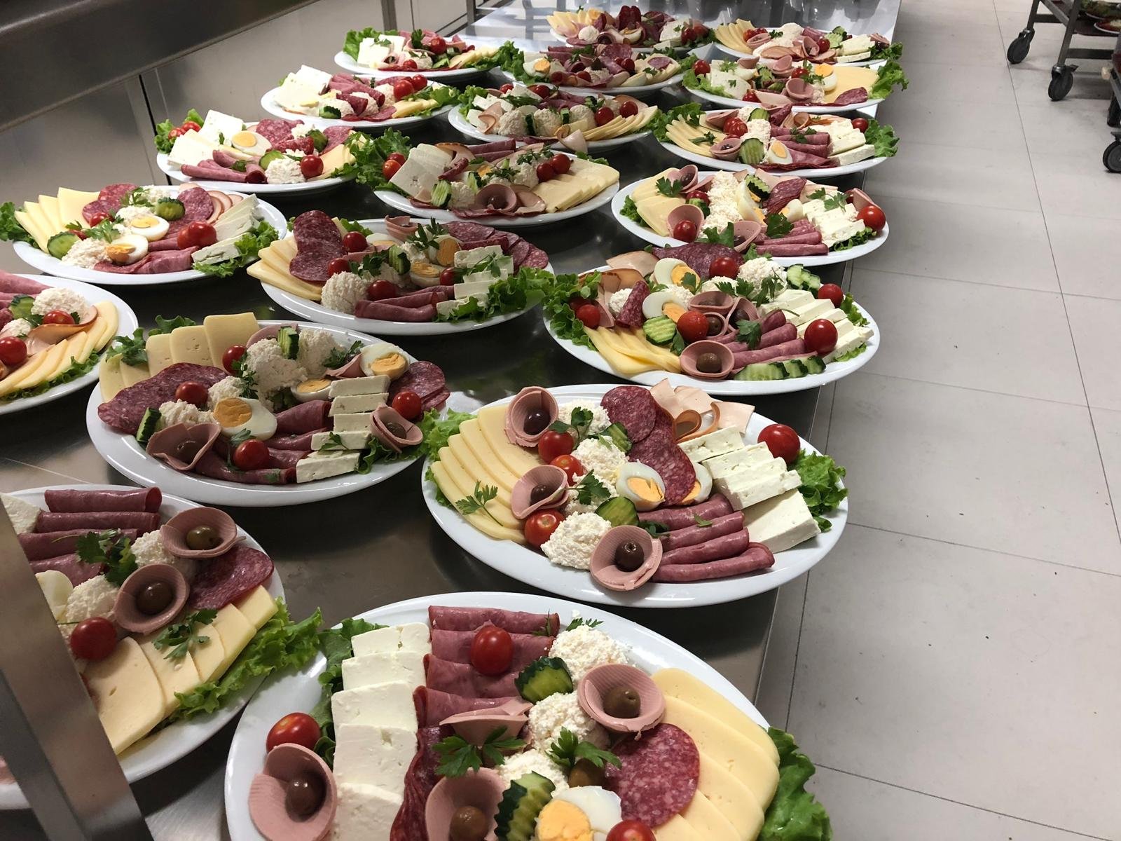 Meze plates with cheese, meats and fresh garnish