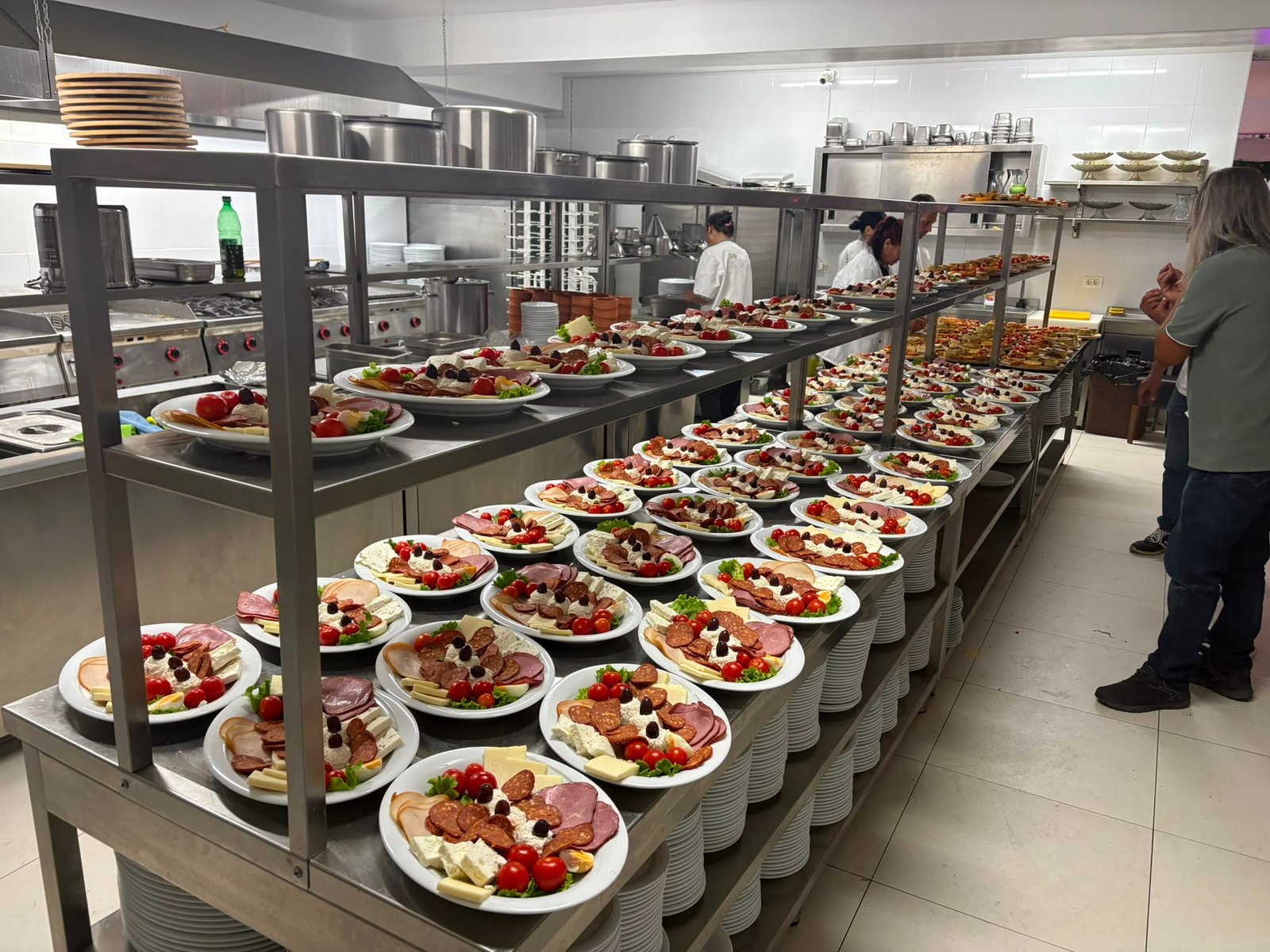 Kitchen preparing plates for an event