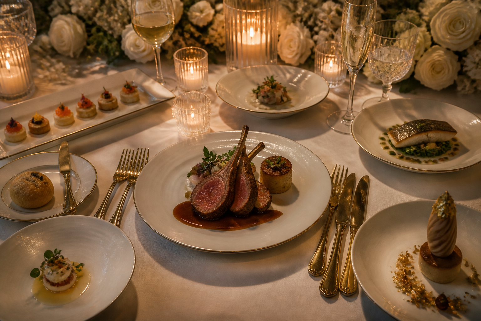 Signature wedding tasting menu presentation